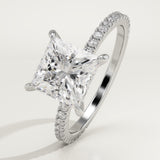 2.0 CT Princess Cut Pave Lab-Grown Diamond Engagement Ring