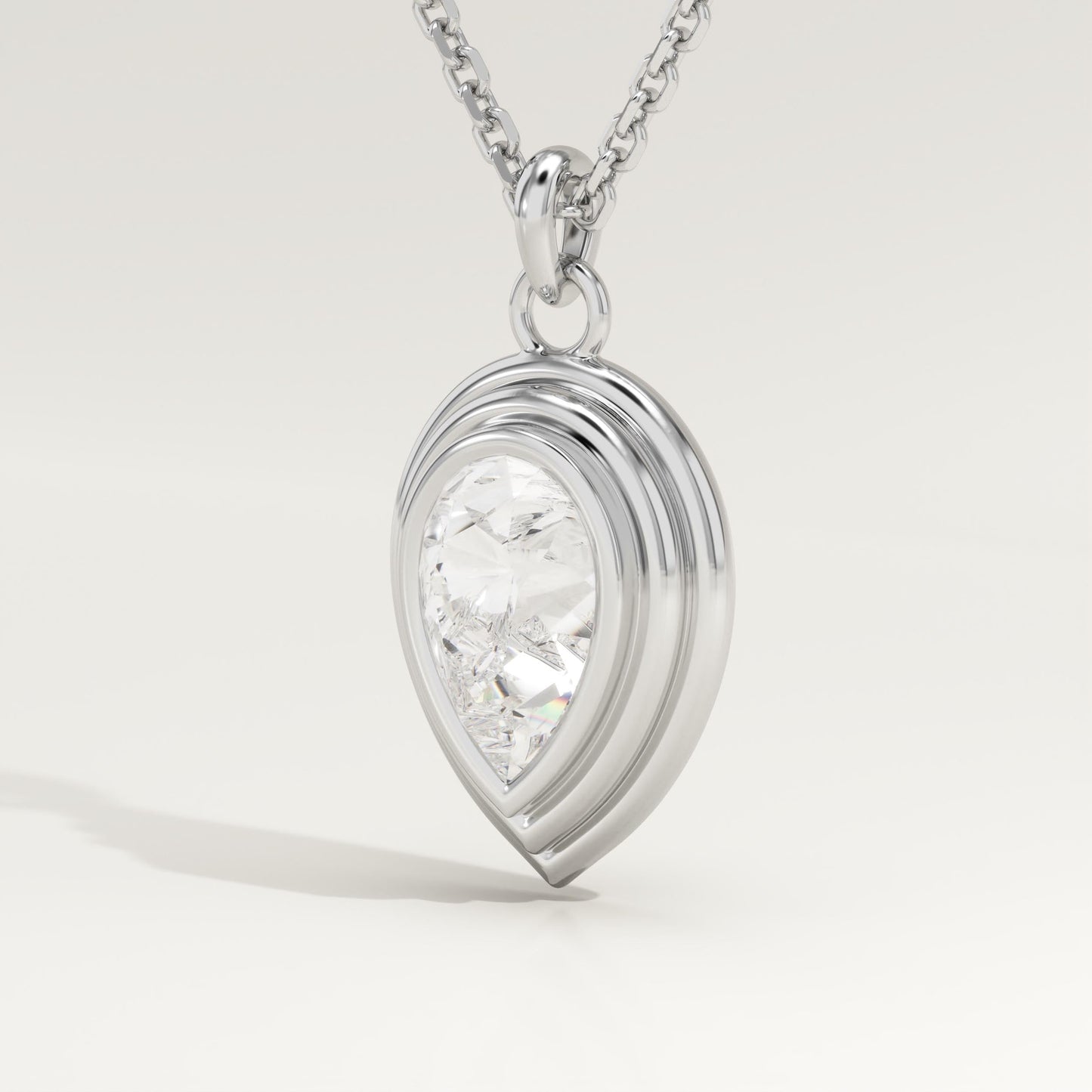 2 CT Pear Lab-Grown Diamond Solitaire & Bezel Necklace