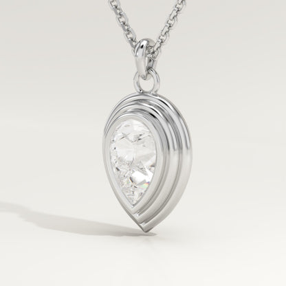 2 CT Pear Lab-Grown Diamond Solitaire & Bezel Necklace