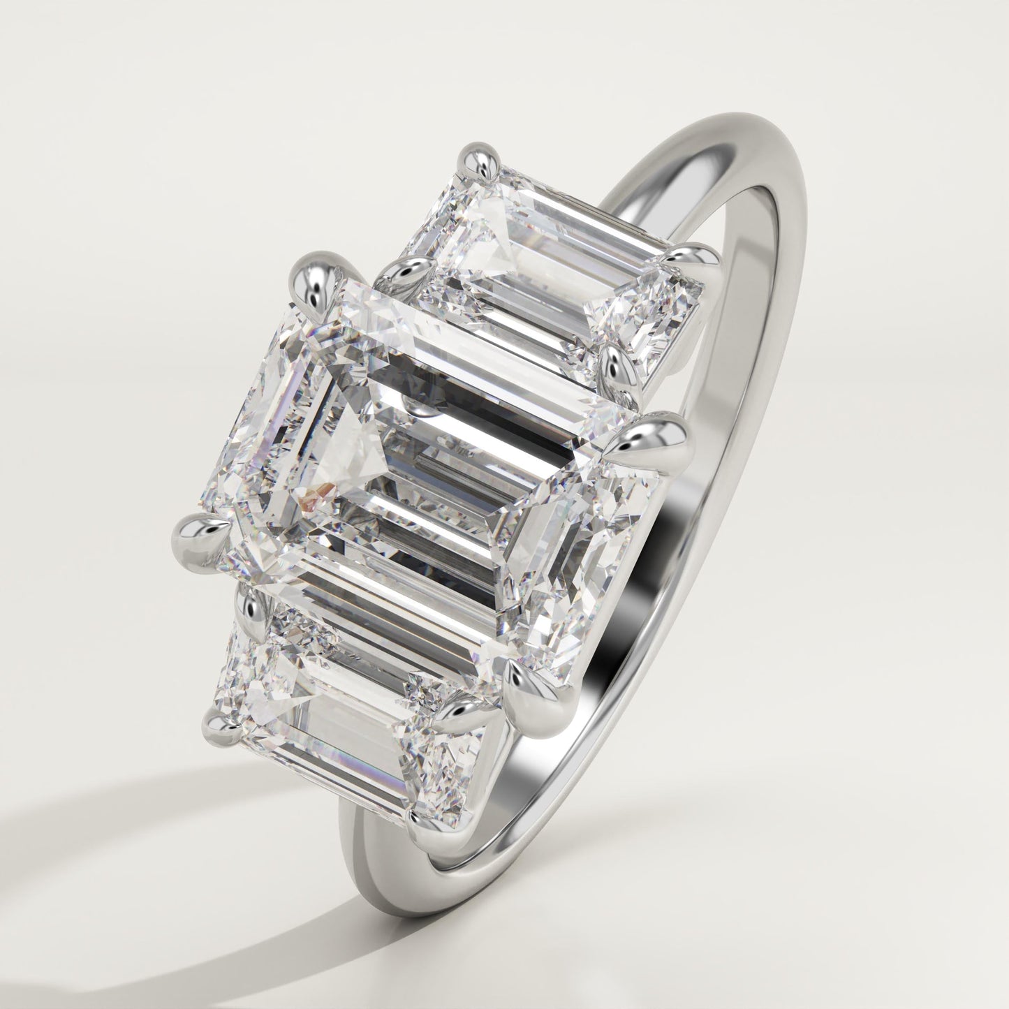 Emerald Cut Three Stone Lab-Grown Diamond Engagement Ring