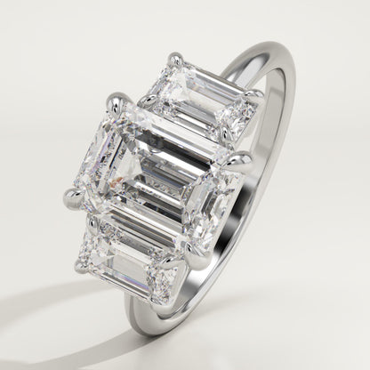 Emerald Cut Three Stone Lab-Grown Diamond Engagement Ring