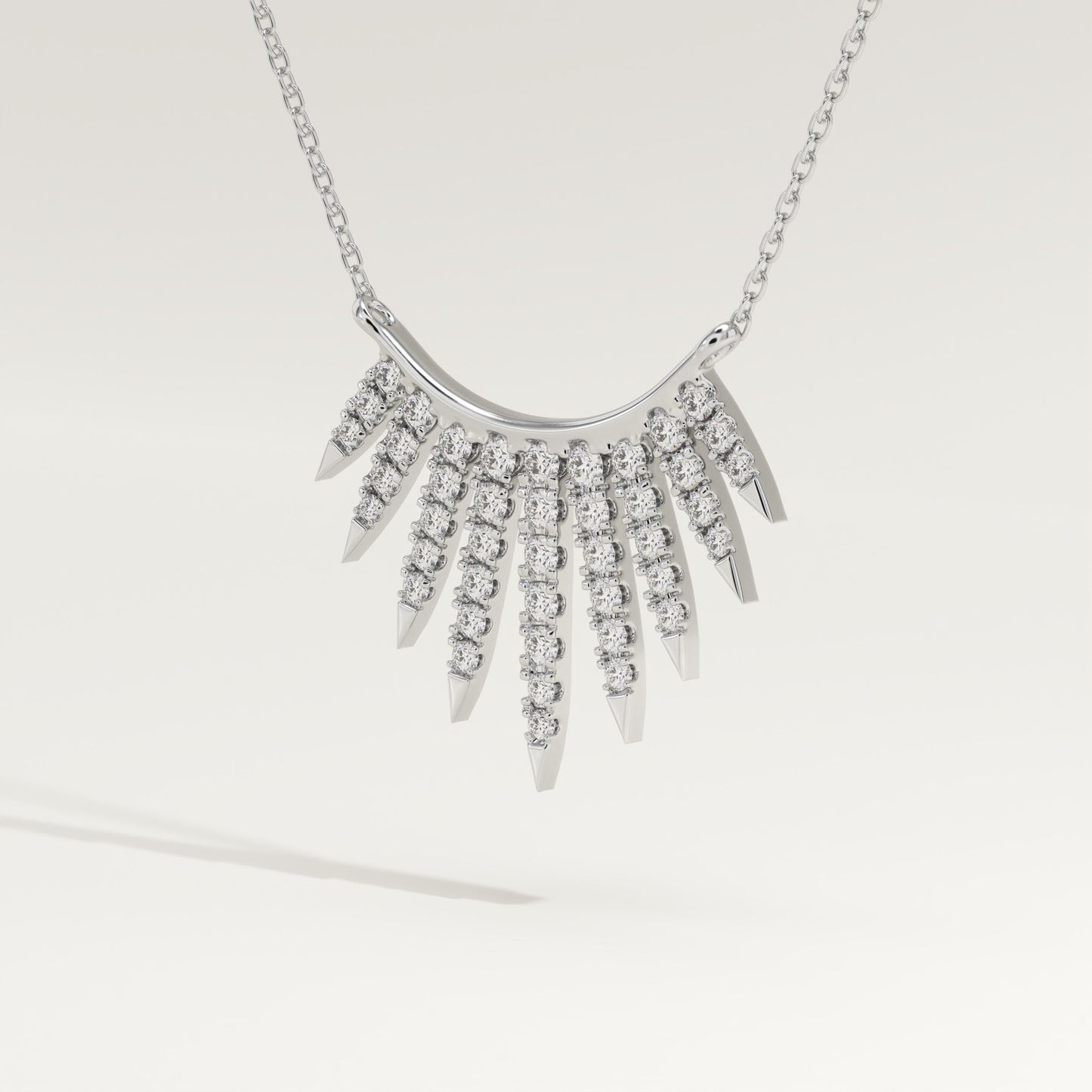 0.426 TCW Round Lab-Grown Diamond Sunbeams Charm Necklace