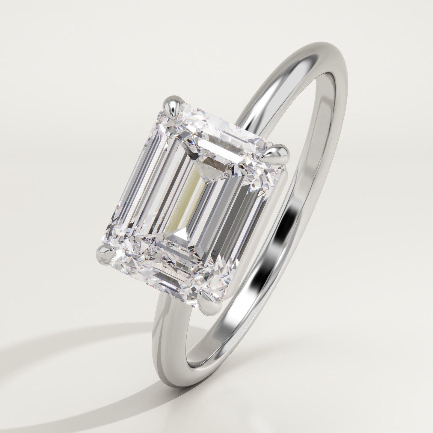 East West Emerald Cut Solitaire Lab-Grown Diamond Engagement Ring