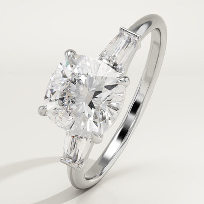 1.75 CT Cushion Cut Three Stone Moissanite Engagement Ring
