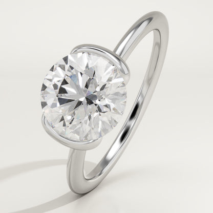 Round Cut Half Bezel Lab-Grown Diamond Engagement Ring