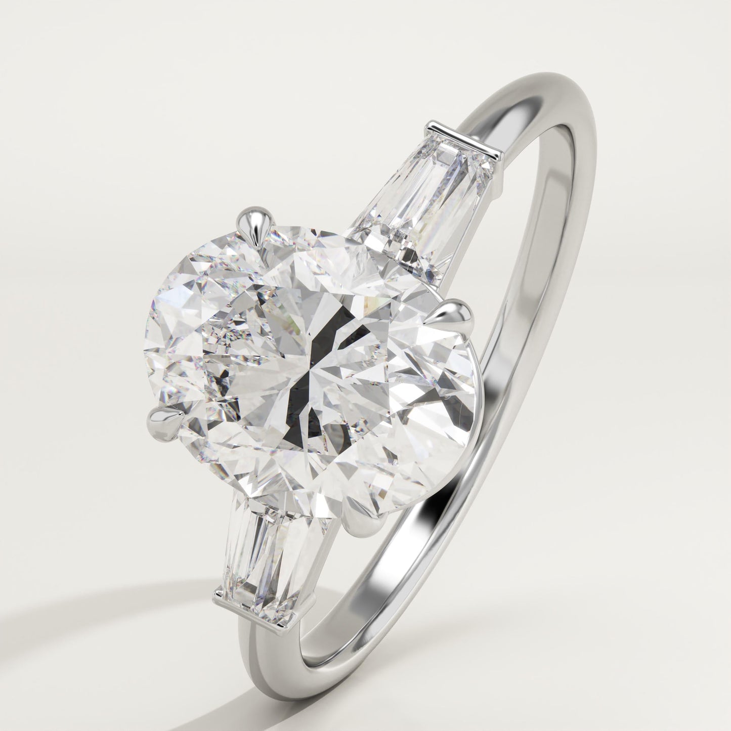 1.75 CT Oval Cut Three Stone Moissanite Engagement Ring