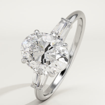 1.75 CT Oval Cut Three Stone Moissanite Engagement Ring