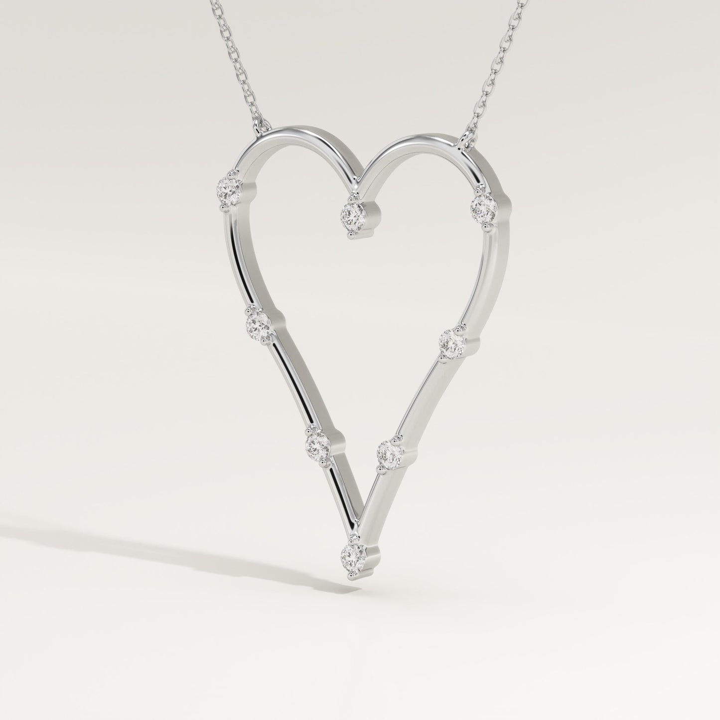 0.24 TCW Round Lab-Grown Diamond Heart Shaped Necklace