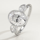 1.5 CT Oval Cut Three Stone Bezel Lab-Grown Diamond Engagement Ring