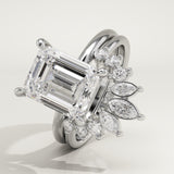 3.17 CT Emerald Cut Solitaire Lab-Grown Diamond Bridal Set