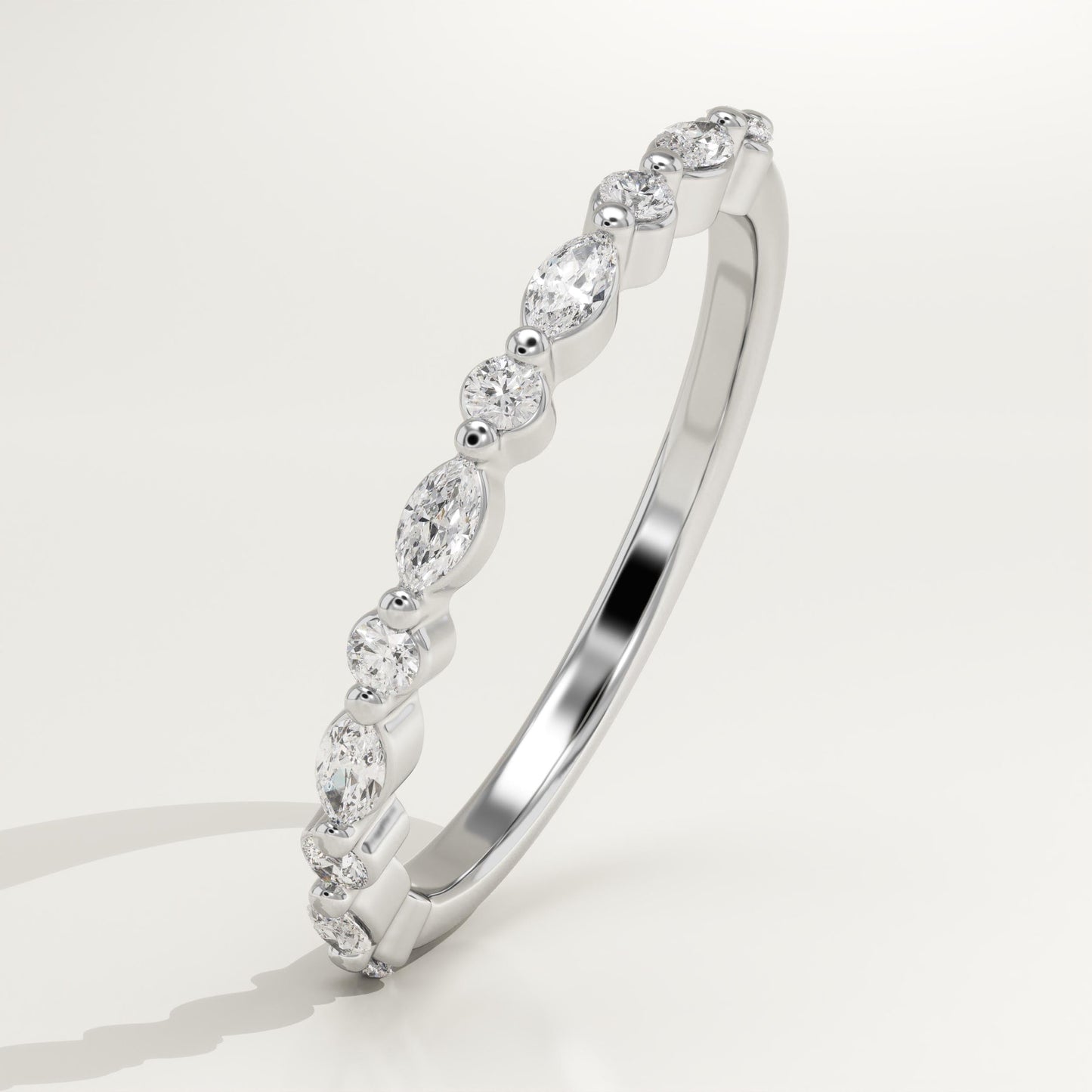 0.32 TCW Round & Marquise Lab-Grown Diamond Half Eternity Wedding Band