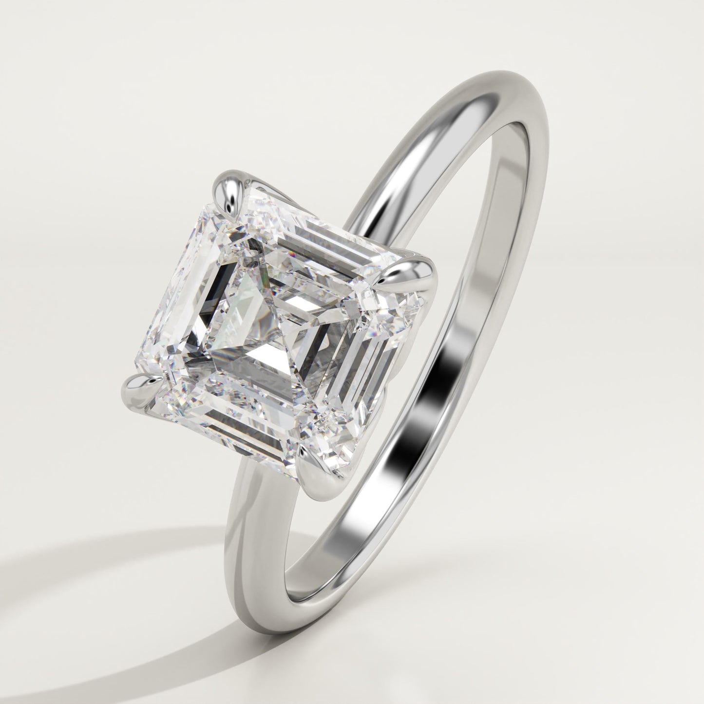 Asscher Cut Solitaire Lab-Grown Diamond Engagement Ring
