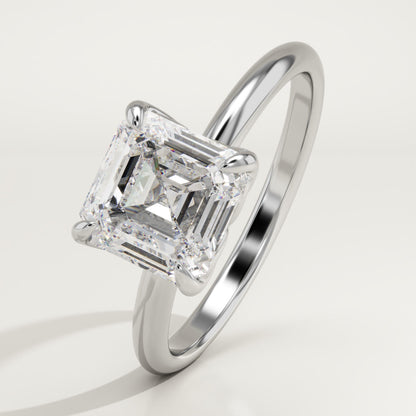 Asscher Cut Solitaire Lab-Grown Diamond Engagement Ring