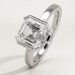 2.0 CT Asscher Cut Half Bezel Lab-Grown Diamond Engagement Ring