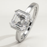 2.0 CT Asscher Cut Half Bezel Lab-Grown Diamond Engagement Ring