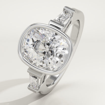 Elongated Cushion Cut Three Stone Lab-Grown Diamond Engagement Ring
