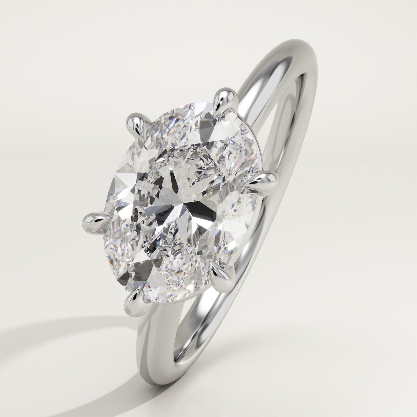 East West Oval Cut Solitaire Lab-Grown Diamond Engagement Ring