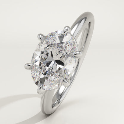 East West Oval Cut Solitaire Lab-Grown Diamond Engagement Ring