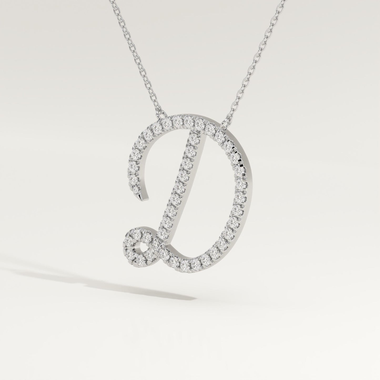 0.435 TCW Round Lab-Grown Diamond D Initial Necklace