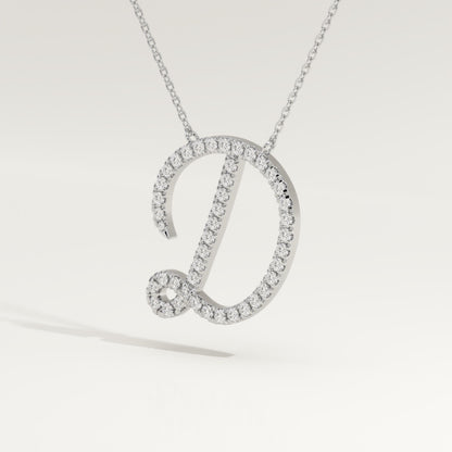 0.435 TCW Round Lab-Grown Diamond D Initial Necklace