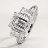 2.0 CT Emerald Cut Three Stone Lab-Grown Diamond Engagement Ring