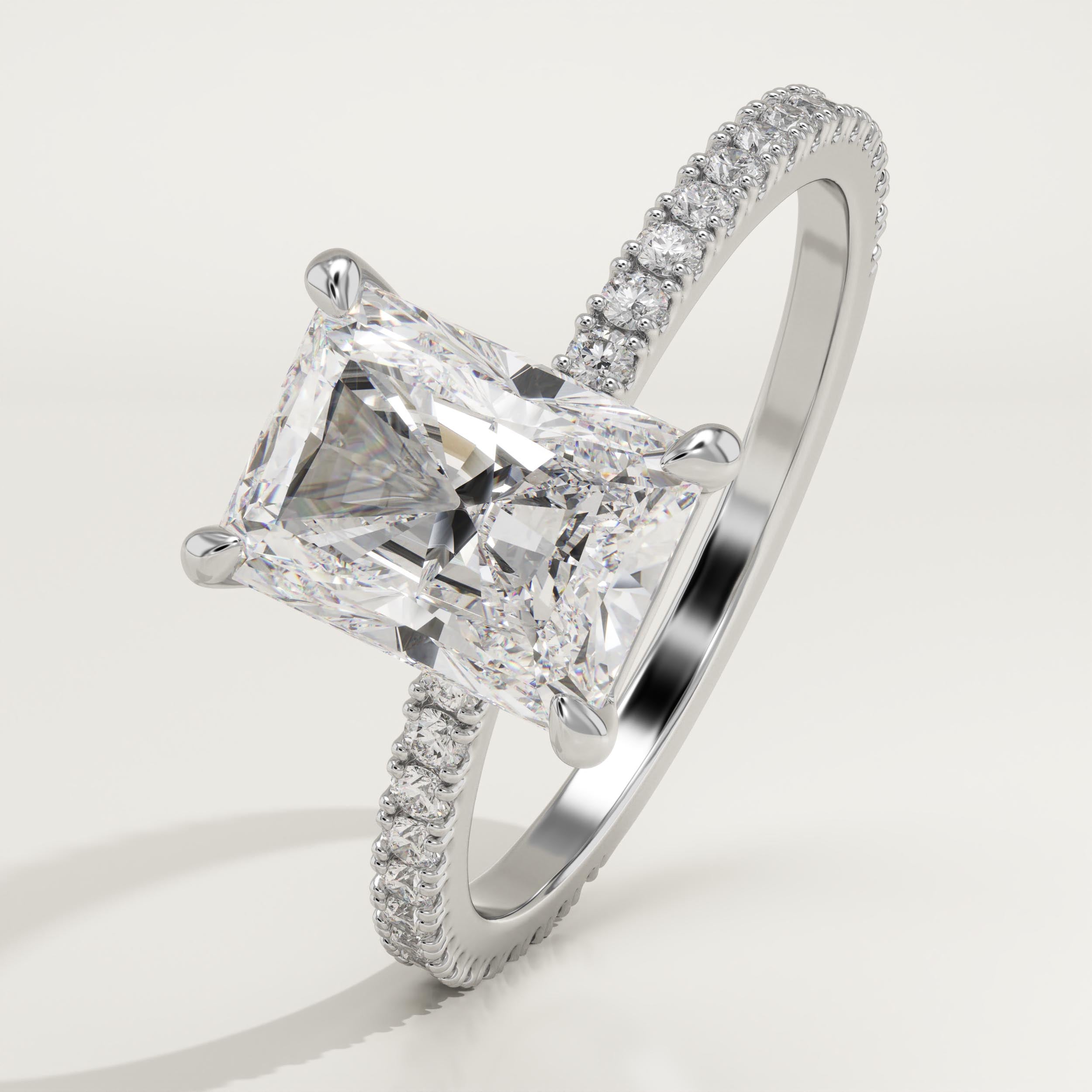 2.0 CT Radiant Cut Pave Lab-Grown Diamond Engagement Ring