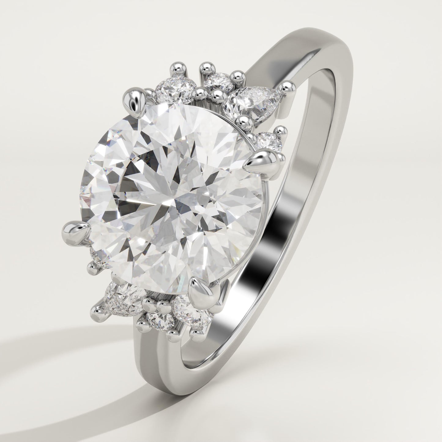 Round Cut Cluster Lab-Grown Diamond Engagement Ring