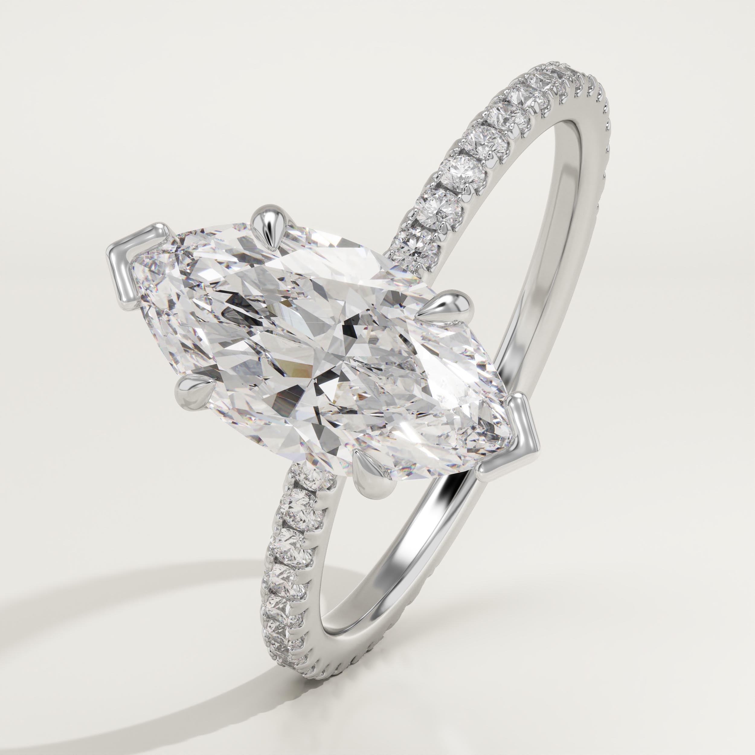 1.5 CT Marquise Cut Pave Lab-Grown Diamond Engagement Ring