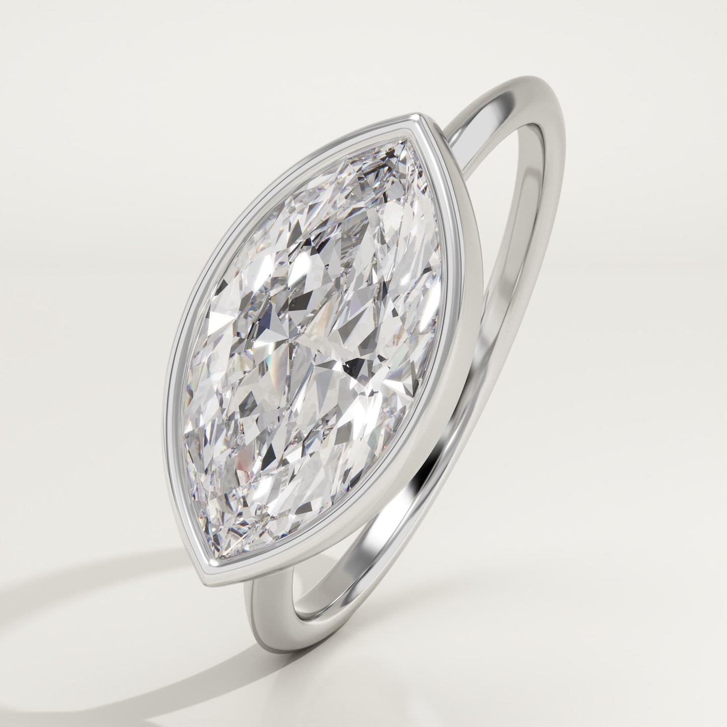 1.75 CT East West Marquise Cut Solitaire Bezel Moissanite Engagement Ring