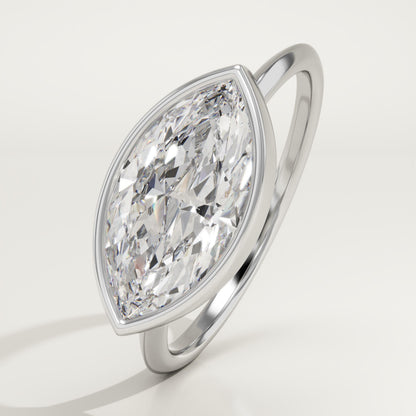 1.75 CT East West Marquise Cut Solitaire Bezel Moissanite Engagement Ring