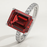 3.71 CT Emerald Cut Pave January-Garnet Birthstone Engagement Ring
