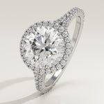 2.0 CT Round Cut Halo & Pave Lab-Grown Diamond Engagement Ring