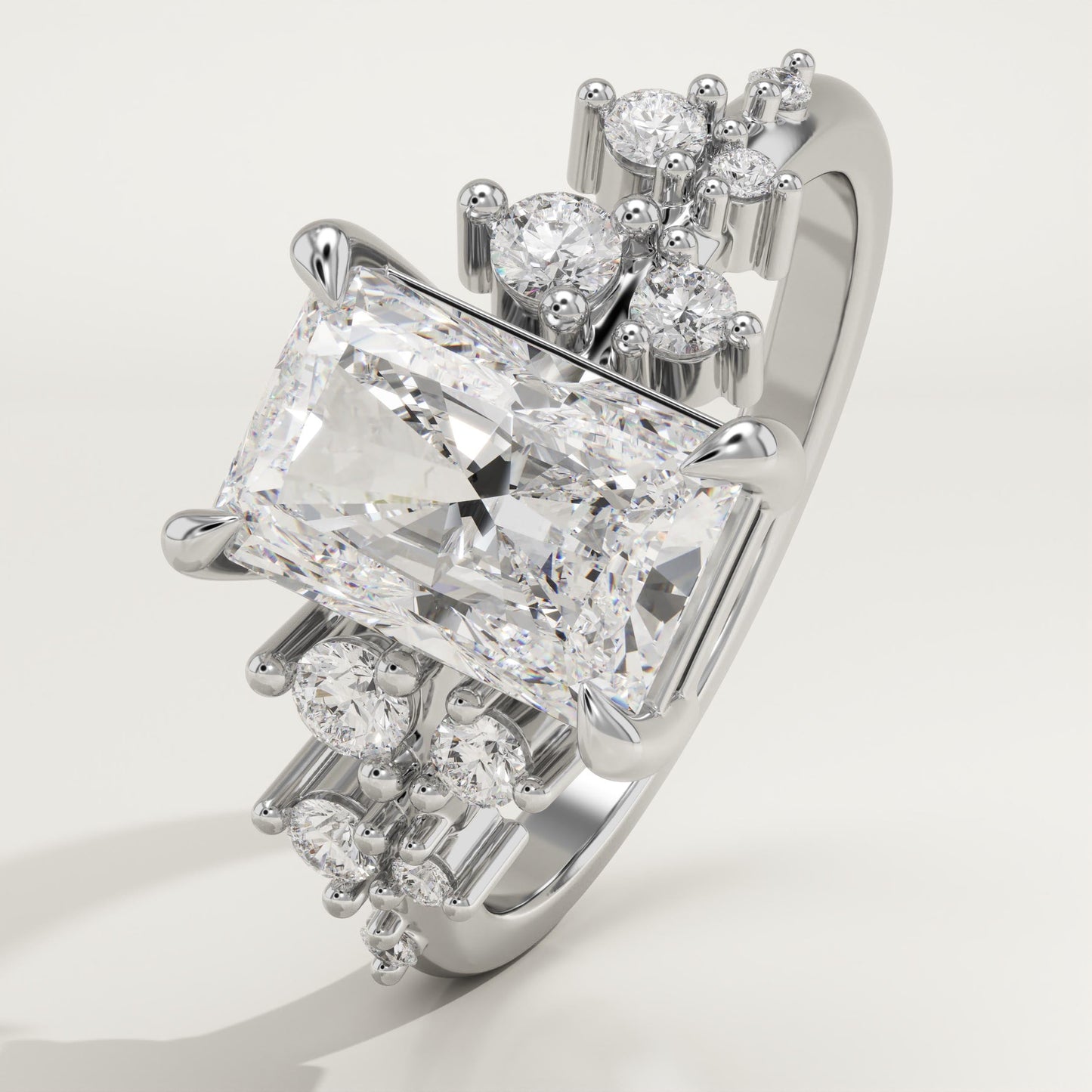 Radiant Cut Cluster Lab-Grown Diamond Engagement Ring