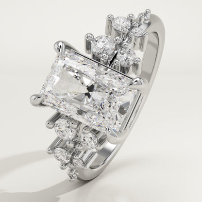 Radiant Cut Cluster Lab-Grown Diamond Engagement Ring