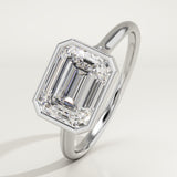 2.0 CT Emerald Cut Bezel Lab-Grown Diamond Engagement Ring