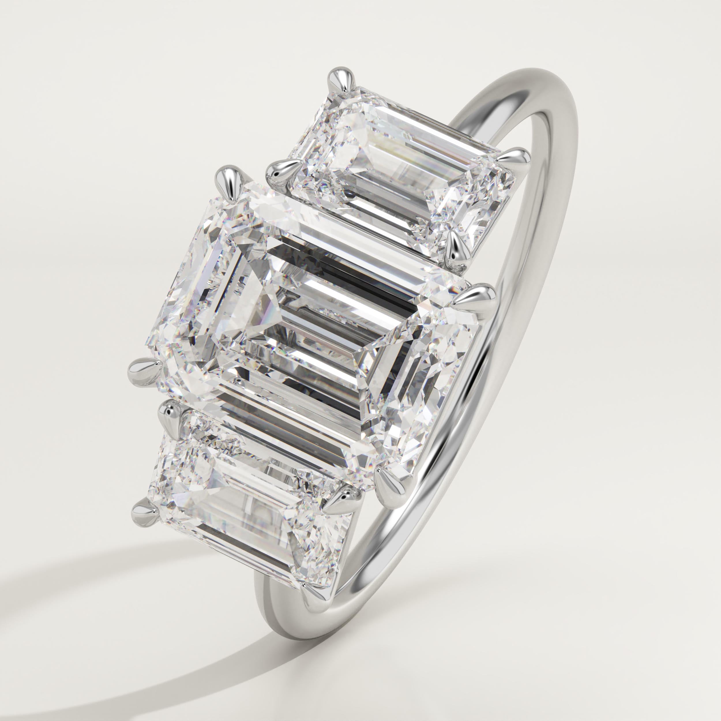 2.0 CT Emerald Cut Three Stone Lab-Grown Diamond Engagement Ring