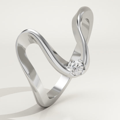 0.07 CT Round Lab-Grown Diamond Curved Wedding Band