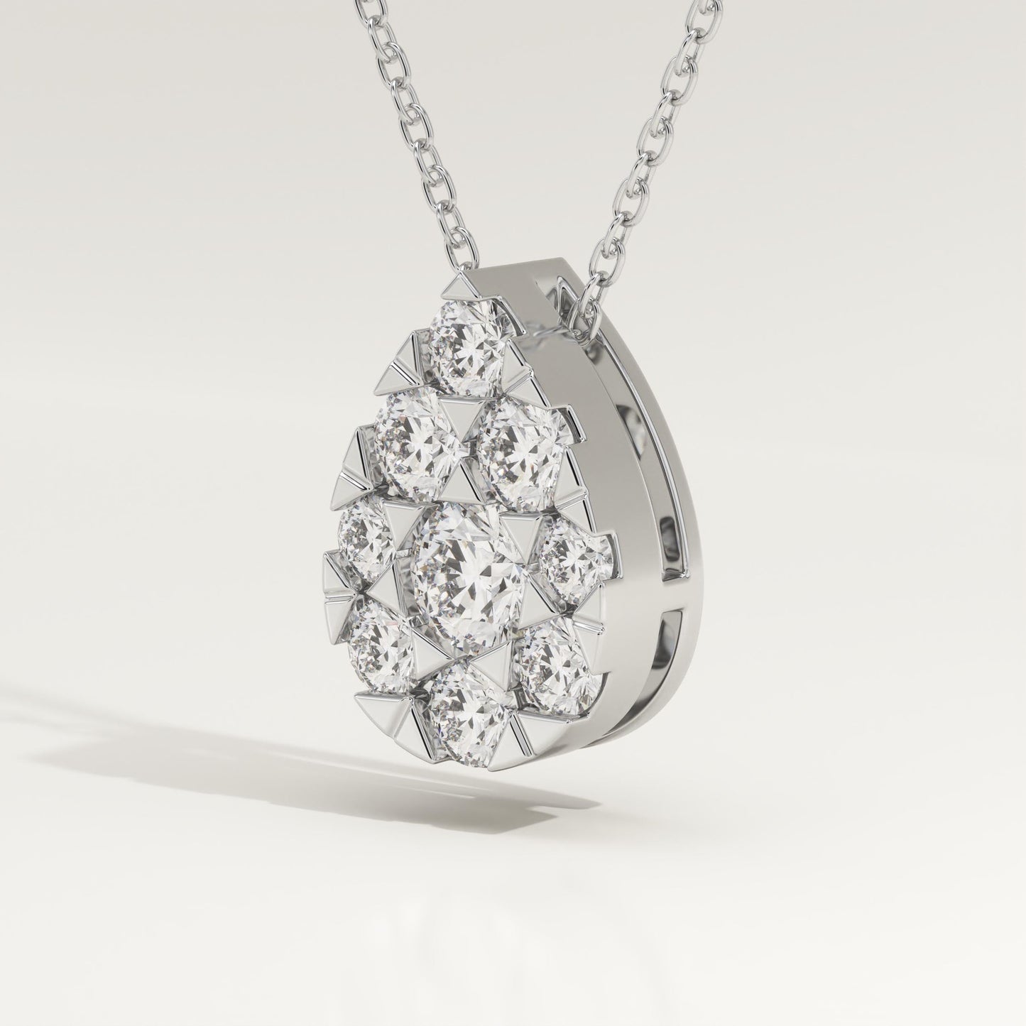0.67 TCW Round Lab-Grown Diamond Pear Charm Necklace