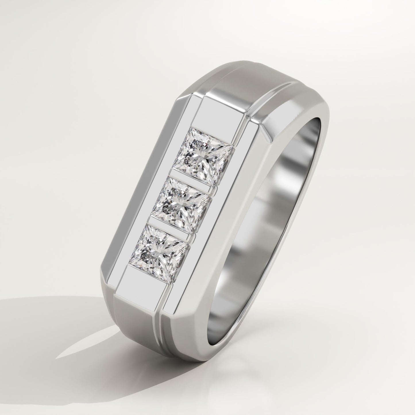 0.536 TCW Princess Lab-Grown Diamond Channel Setting Wedding Band For Men