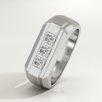 0.536 TCW Princess Lab-Grown Diamond Channel Setting Wedding Band For Men