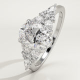 2.0 CT Oval Cut Cluster Lab-Grown Diamond Engagement Ring