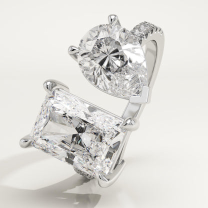 4.75 TCW Pear & Radiant Cut Toi Et Moi Pave Lab-Grown Diamond Engagement Ring