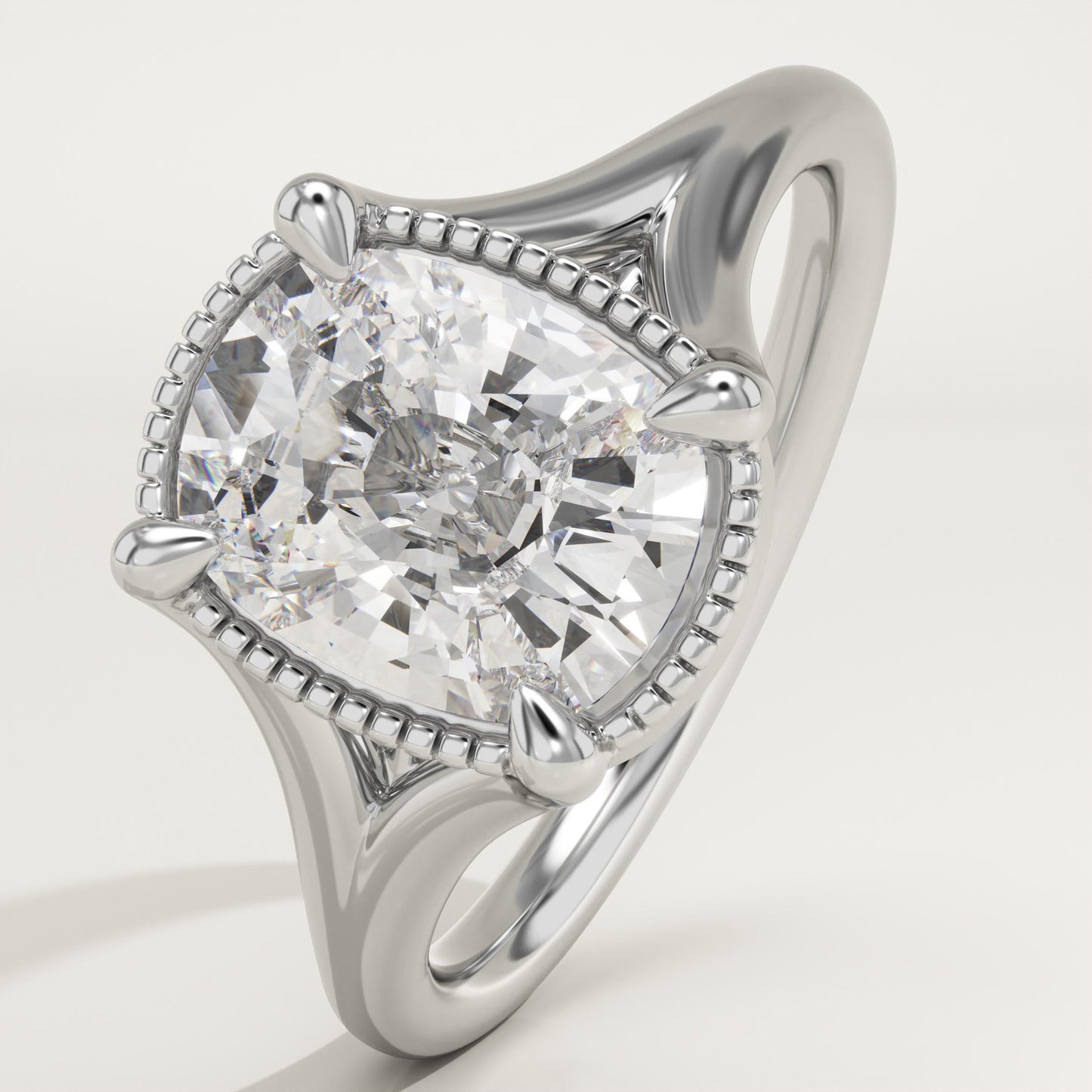 Elongated Cushion Cut Split Shank Lab-Grown Diamond Engagement Ring