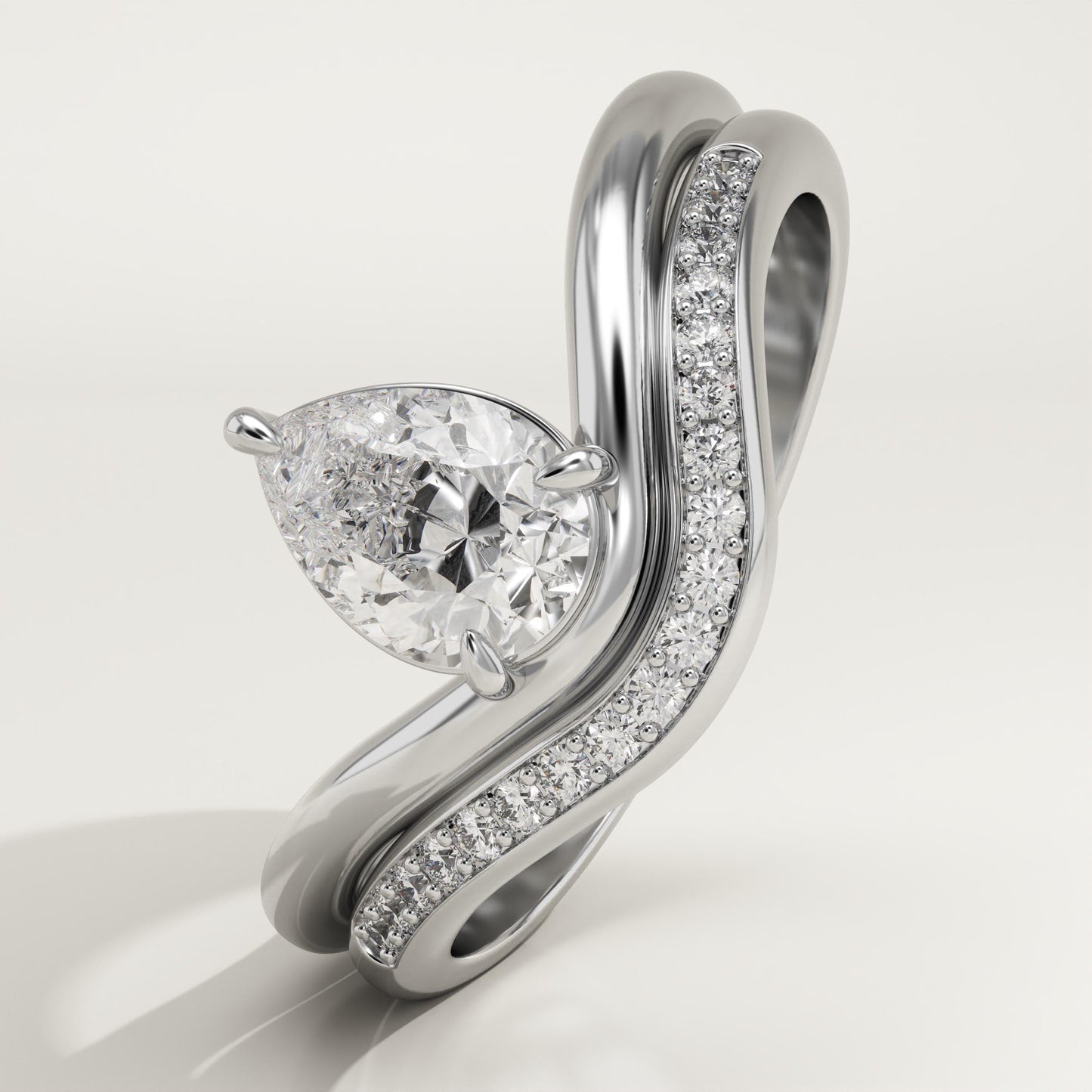 Pear Cut Solitaire Lab-Grown Diamond Bridal Set