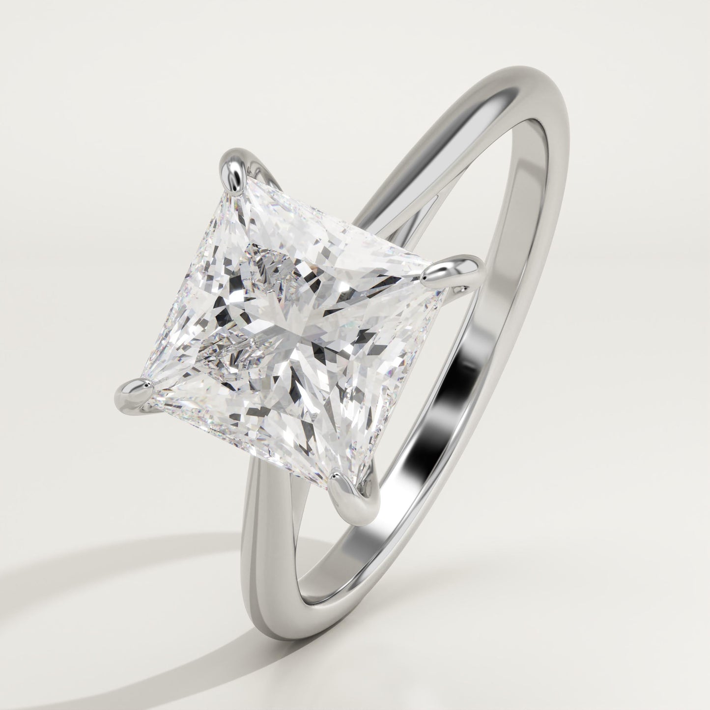 Princess Cut Solitaire Cathedral Lab-Grown Diamond Engagement Ring