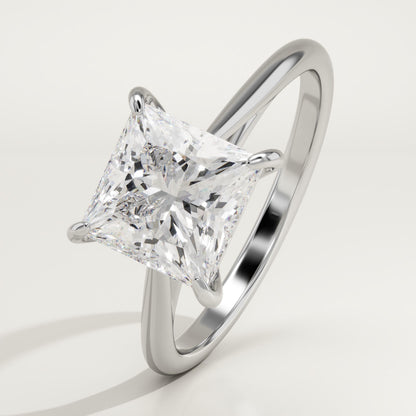 Princess Cut Solitaire Cathedral Lab-Grown Diamond Engagement Ring