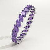 1.2 TCW Marquise Shaped February-Amethyst Birthstone Wedding Band