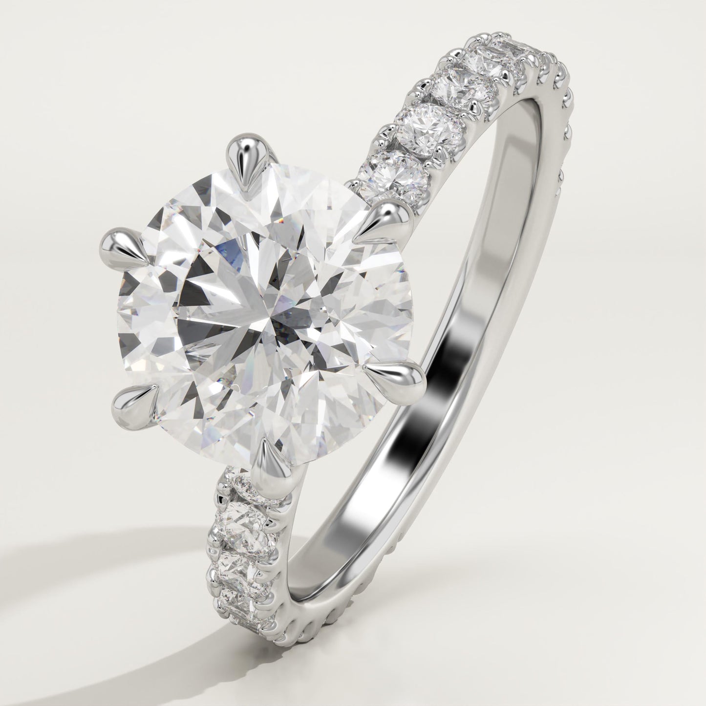 2 CT Round Cut Pave Moissanite Engagement Ring