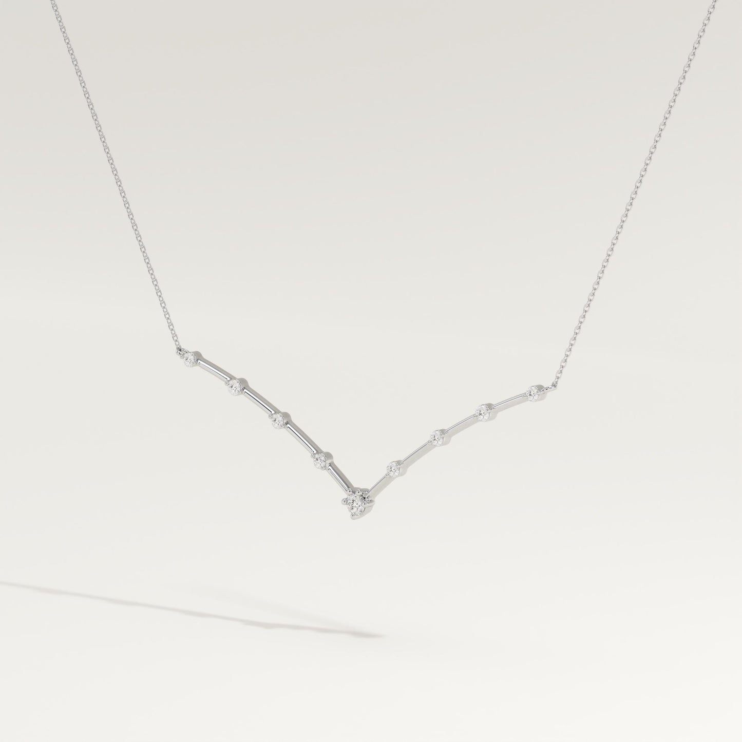 0.33 TCW Round Lab-Grown Diamond V Shaped Charm Necklace