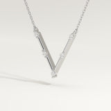 0.08 TCW Round Lab-Grown Diamond V Shaped Necklace